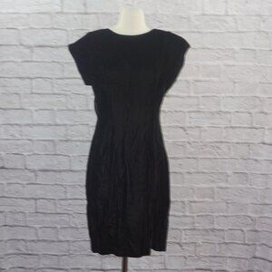 Vintage 80s ILGWU  Black Velvet Bow Dress 6